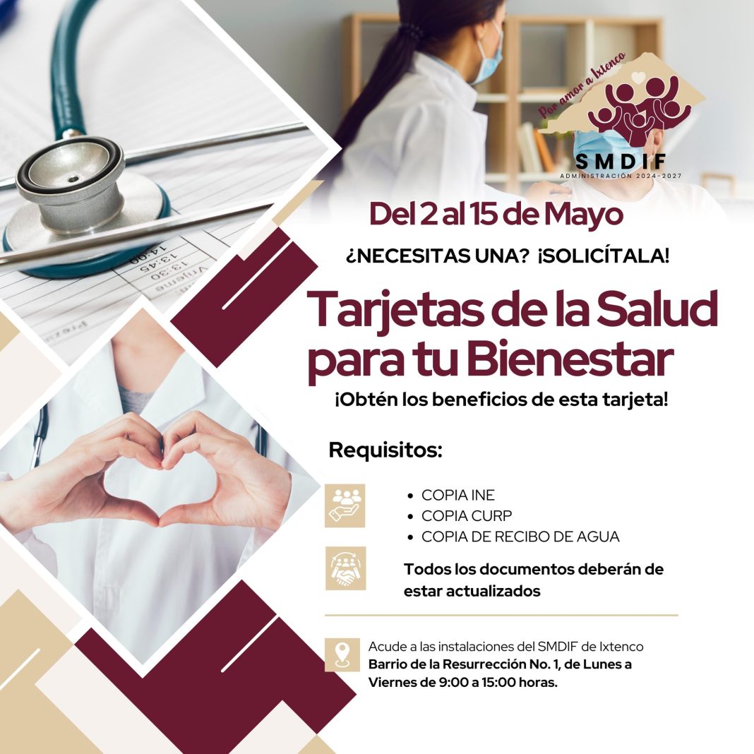 SMDIF Ixtenco invita a tramitar la Tarjeta de Salud para tu Bienestar
