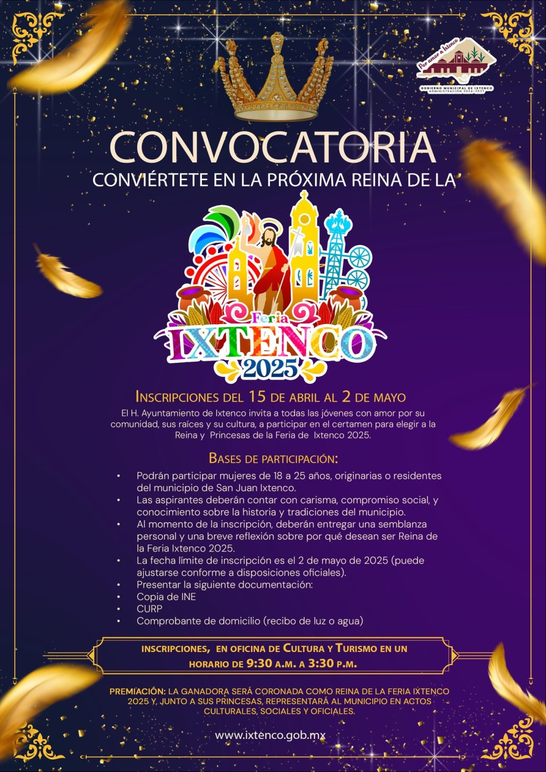 Invita Ixtenco al certamen de Reina y Princesas de la Feria Ixtenco 2025