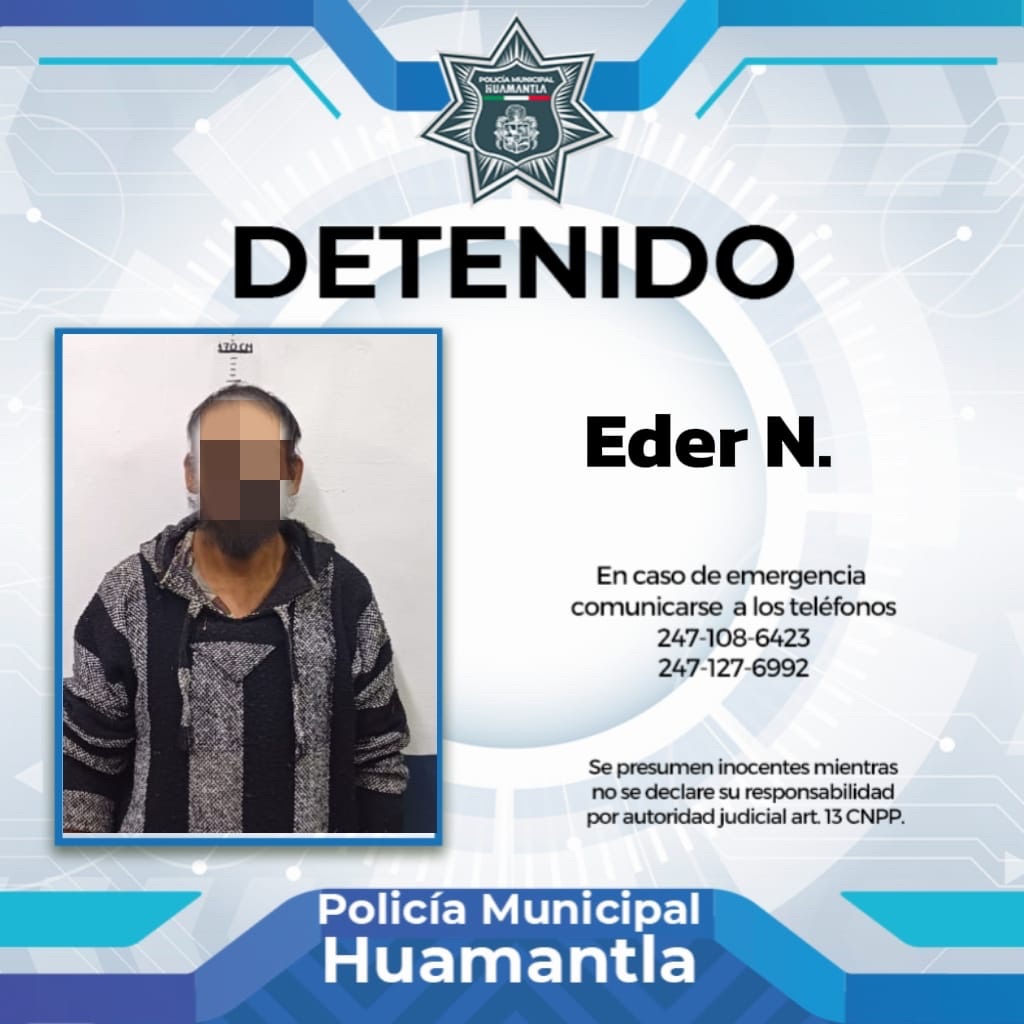 ➡️ POLICÍA MUNICIPAL DE HUAMANTLA ACTÚA CON PRONTITUD ANTE CASO DE VIOLENCIA FAMILIAR
