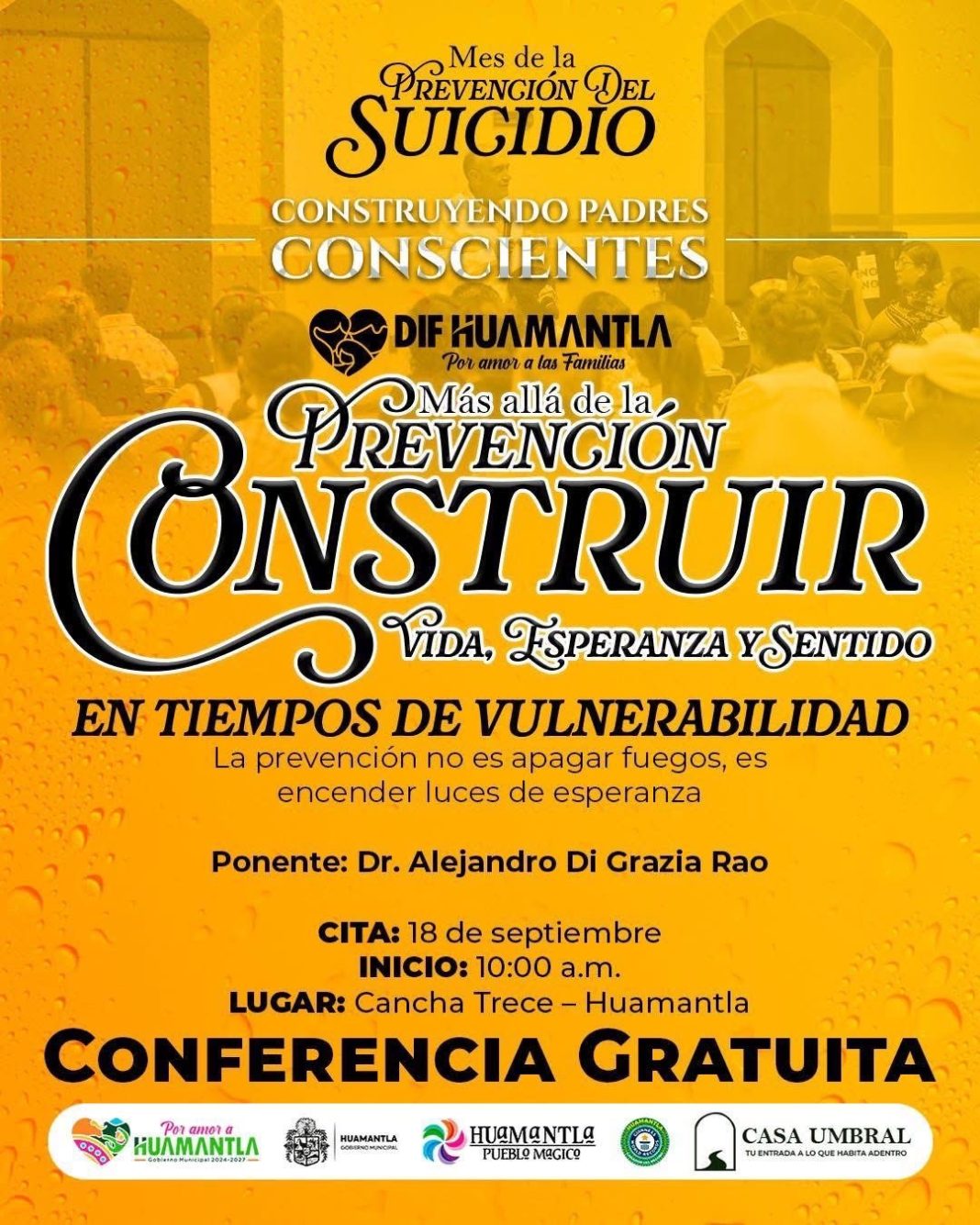 HUAMANTLA CONMEMORA EL MES DE LA PREVENCIÓN DEL SUICIDIO CON CONFERENCIA ABIERTA A LA CIUDADANÍA