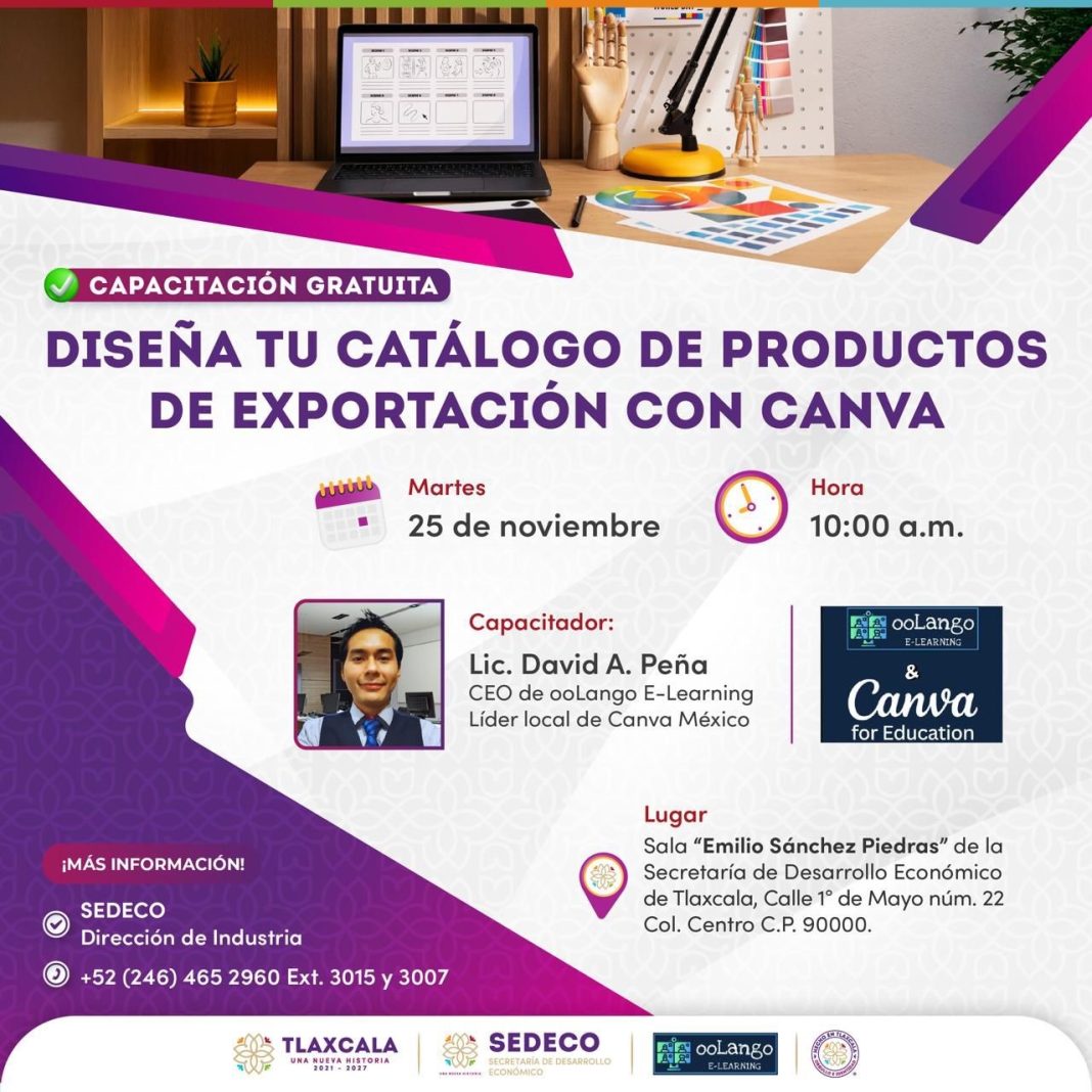 Gobierno de #Huamantla y la SEDECO invitan a capacitación gratuita: “Diseña tu catálogo de productos de exportación con Canva”