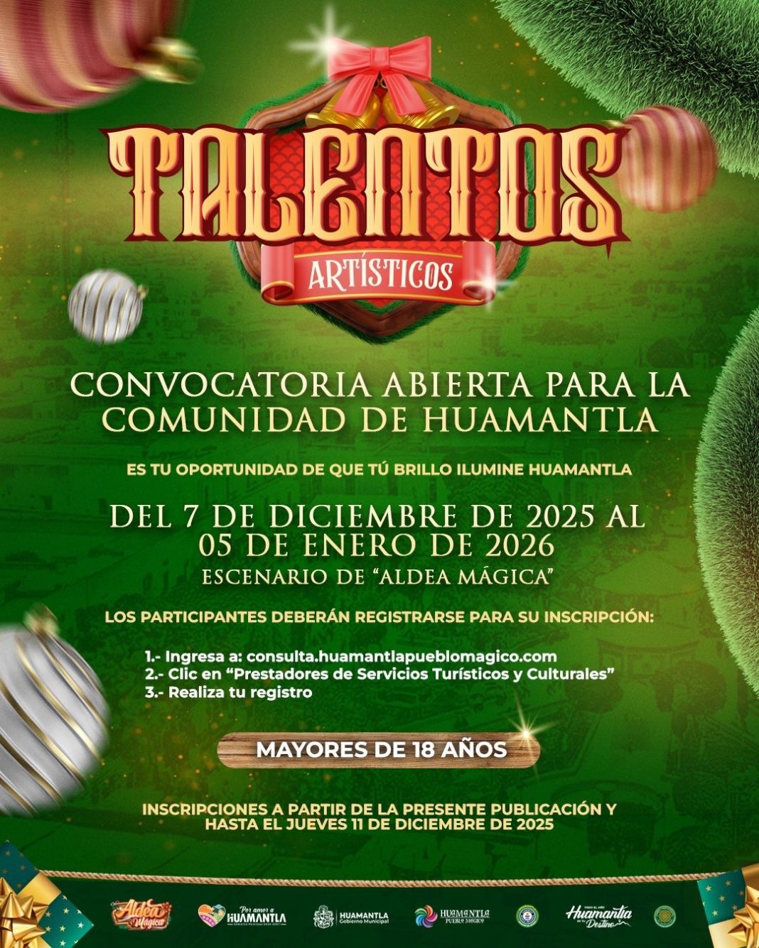 Huamantla abre convocatoria para Talentos Artísticos en la Aldea Mágica 2025Huamantla, Tlaxcala; diciembre de 2025.