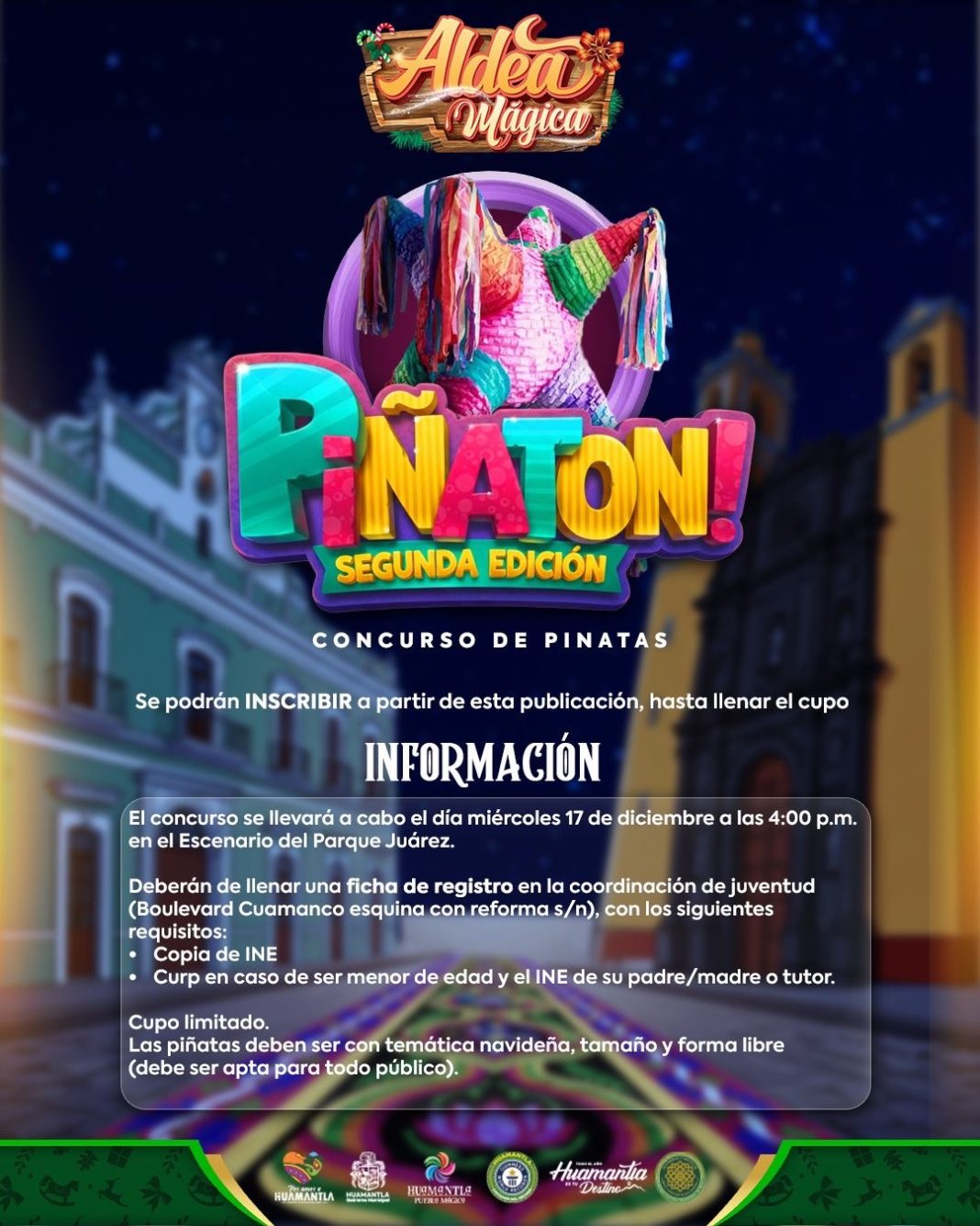 HUAMANTLA INVITA A LA SEGUNDA EDICIÓN DEL “PIÑATÓN” EN LA ALDEA MÁGICA