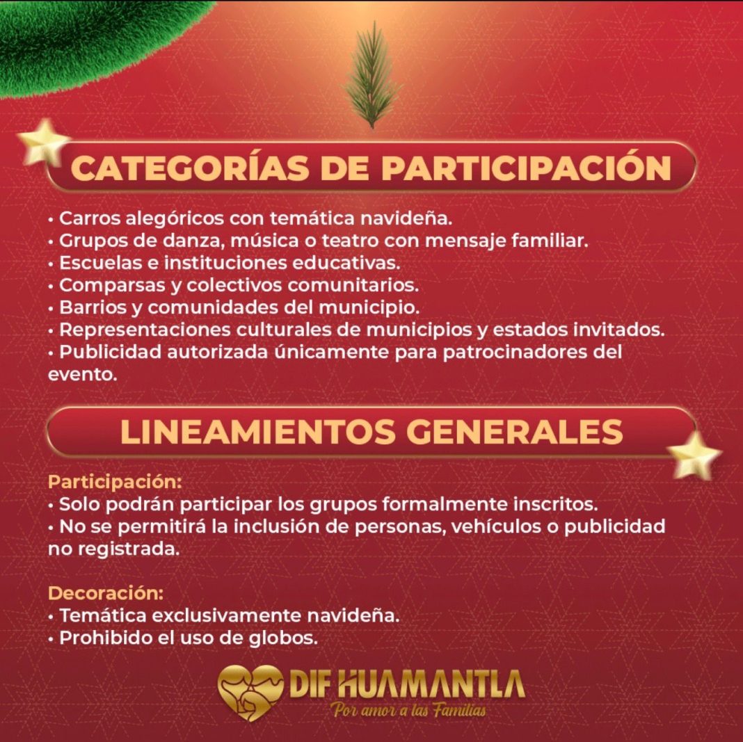 CONTINÚA ABIERTA LA CONVOCATORIA DEL SMDIF PARA PARTICIPAR EN EL DESFILE NAVIDEÑO DE LA ALDEA MAGICA 2025