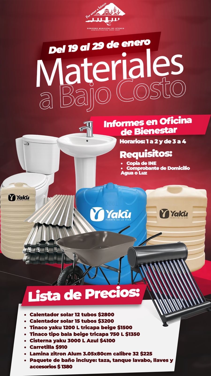 Arranca en Ixtenco la primera campaña de materiales a bajo costo 2026