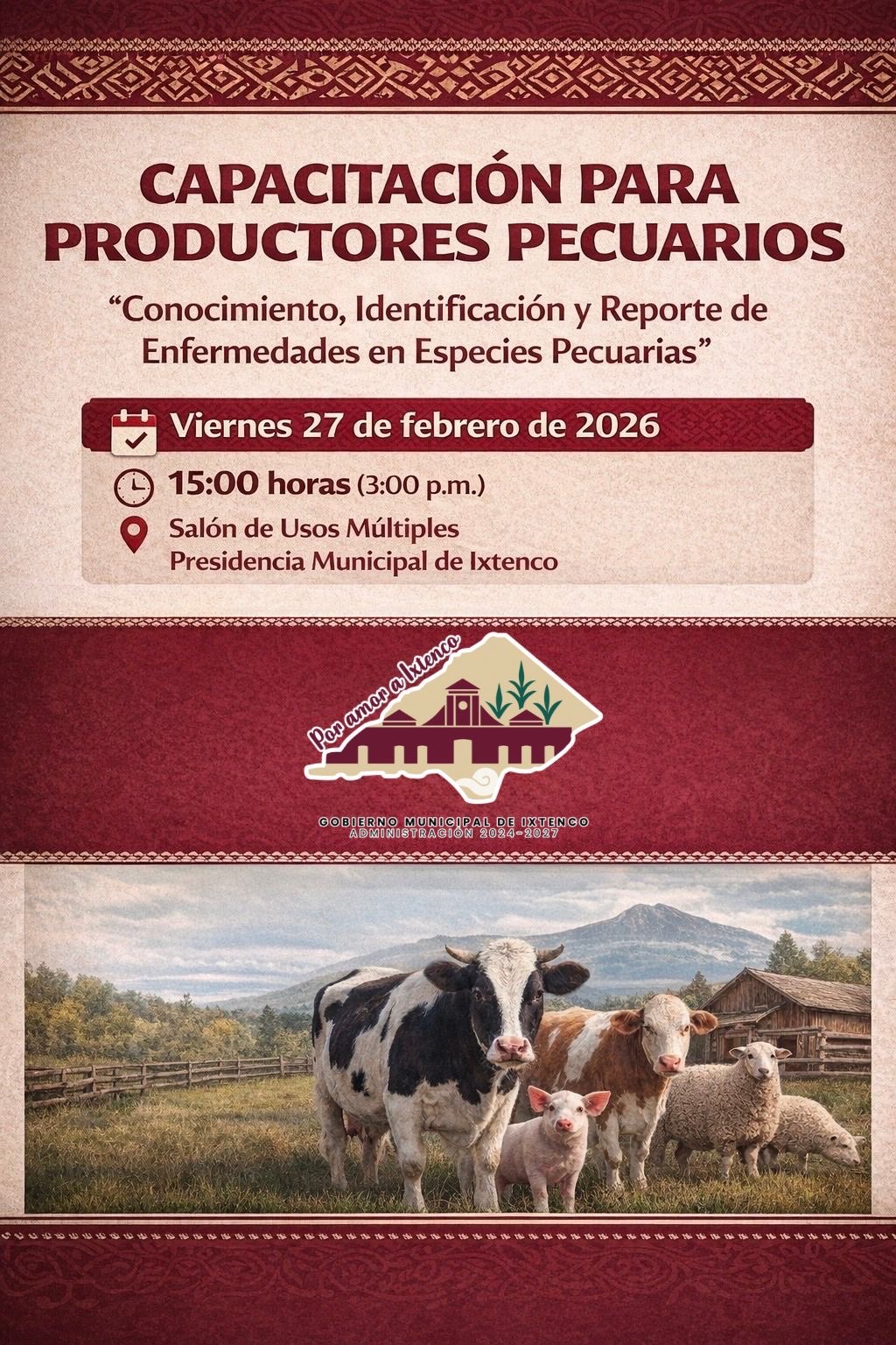 Ixtenco fortalece la sanidad animal con capacitación dirigida a productores pecuarios