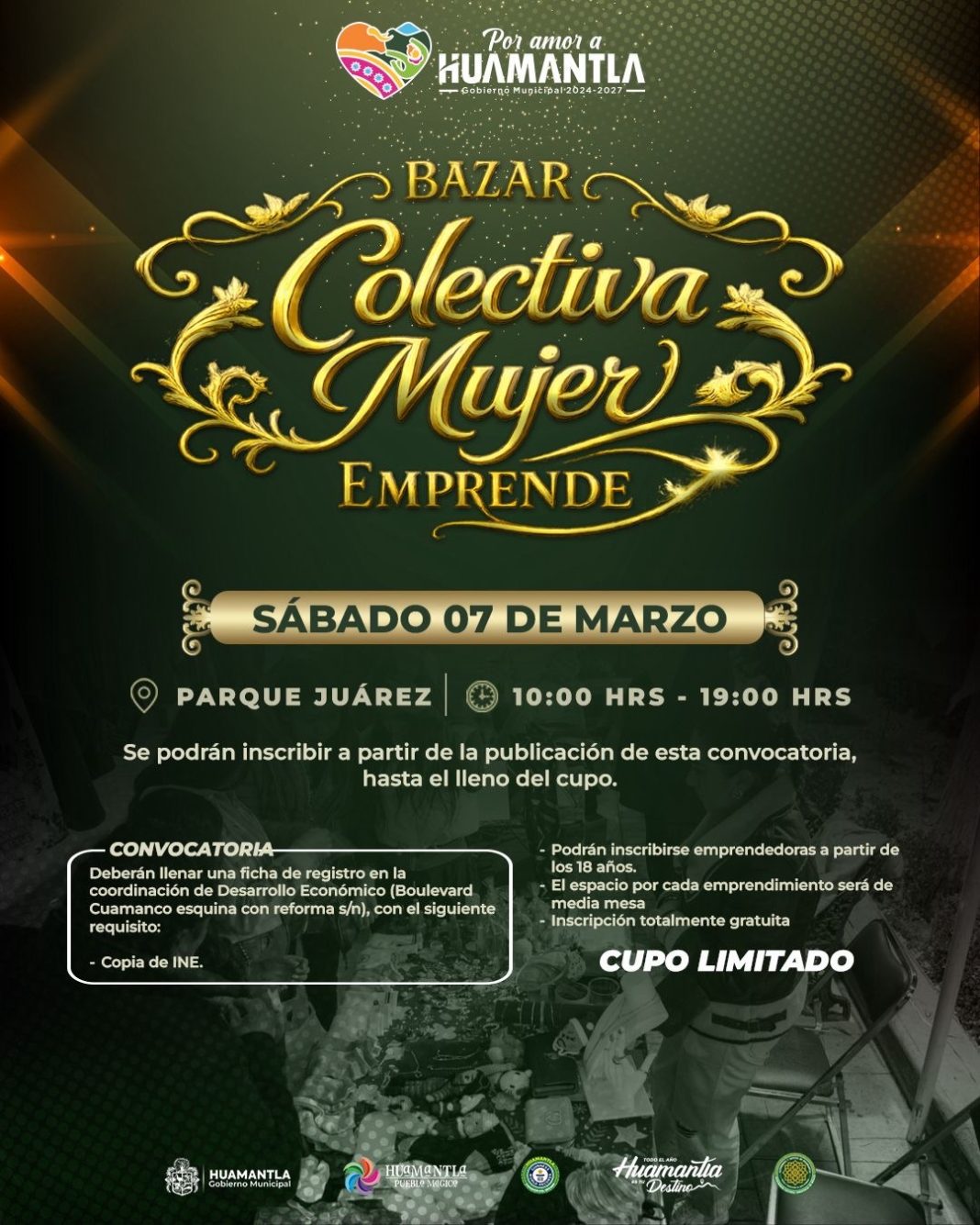 CONVOCAN A PARTICIPAR EN EL BAZAR “COLECTIVA MUJER EMPRENDE”