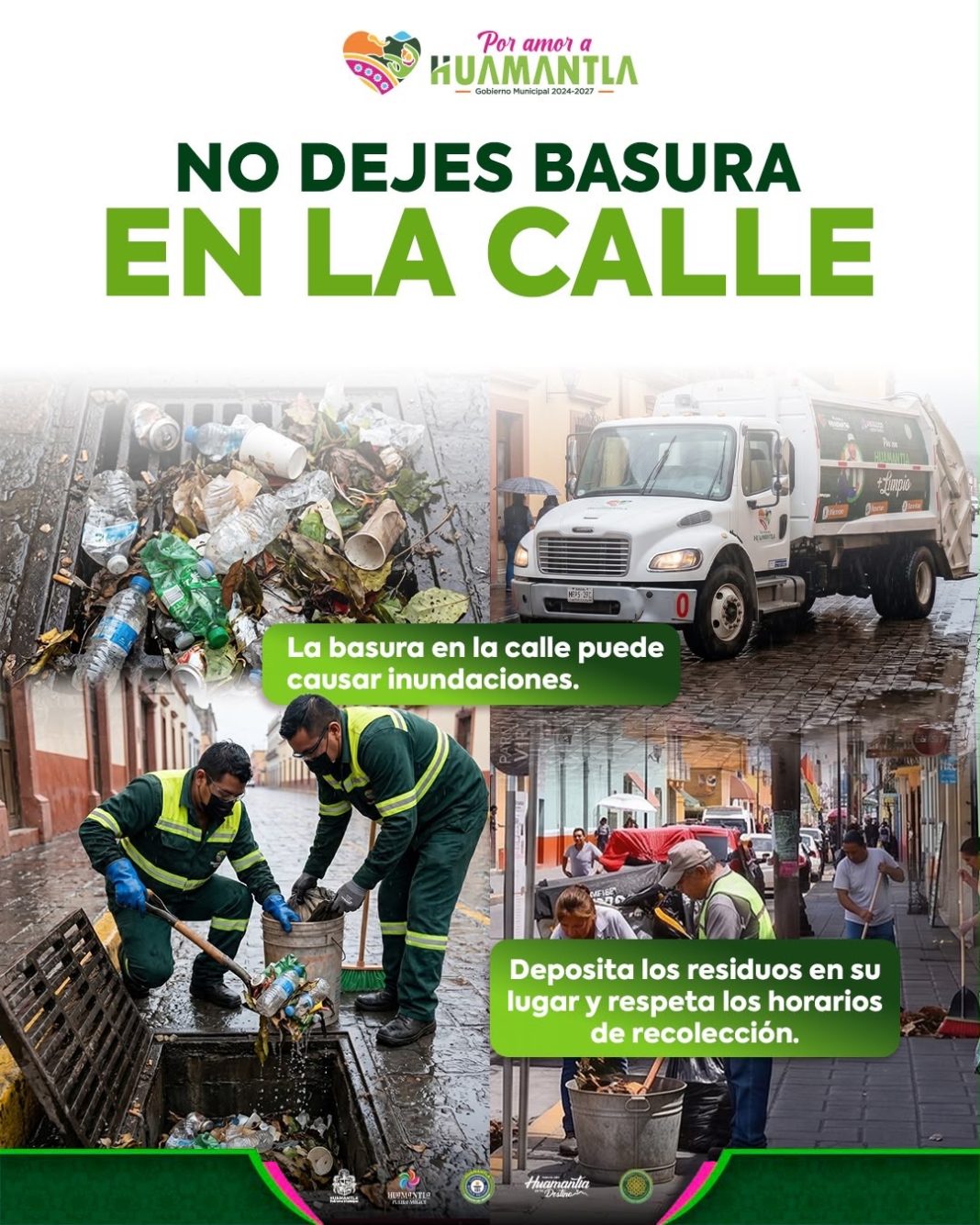 HUAMANTLA EXHORTA A NO DEJAR BASURA EN VIA PÚBLICA Y EVITAR ASÍ ENCHARCAMIENTOS