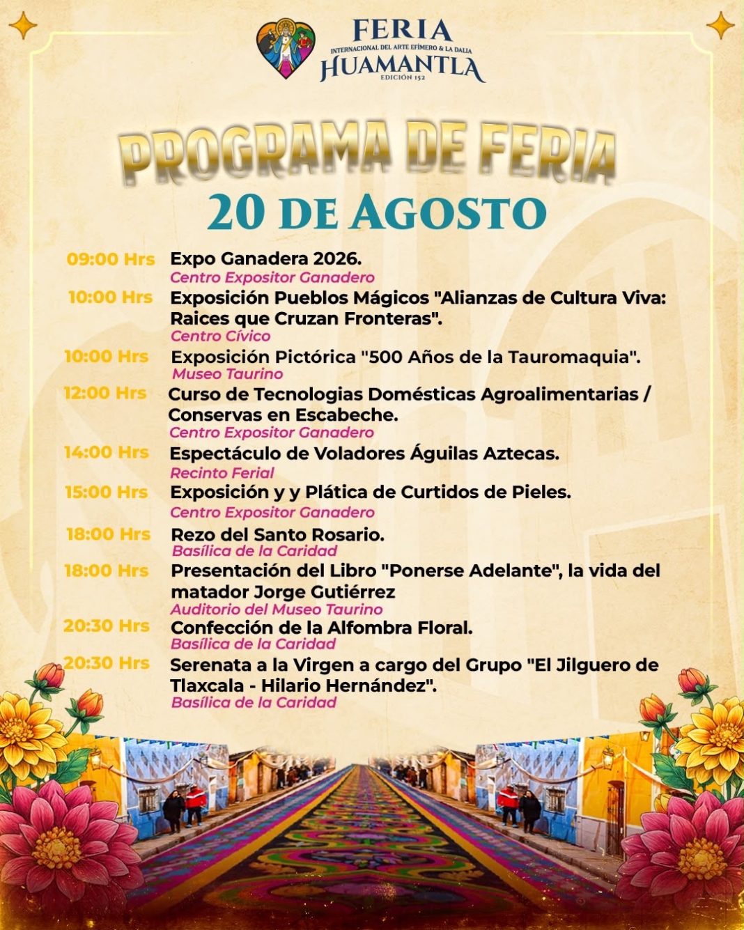 FERIA INTERNACIONAL DEL ARTE EFÍMERO Y DE LA DALIA: ESTO PASARÁ ESTE 20 DE AGOSTO
