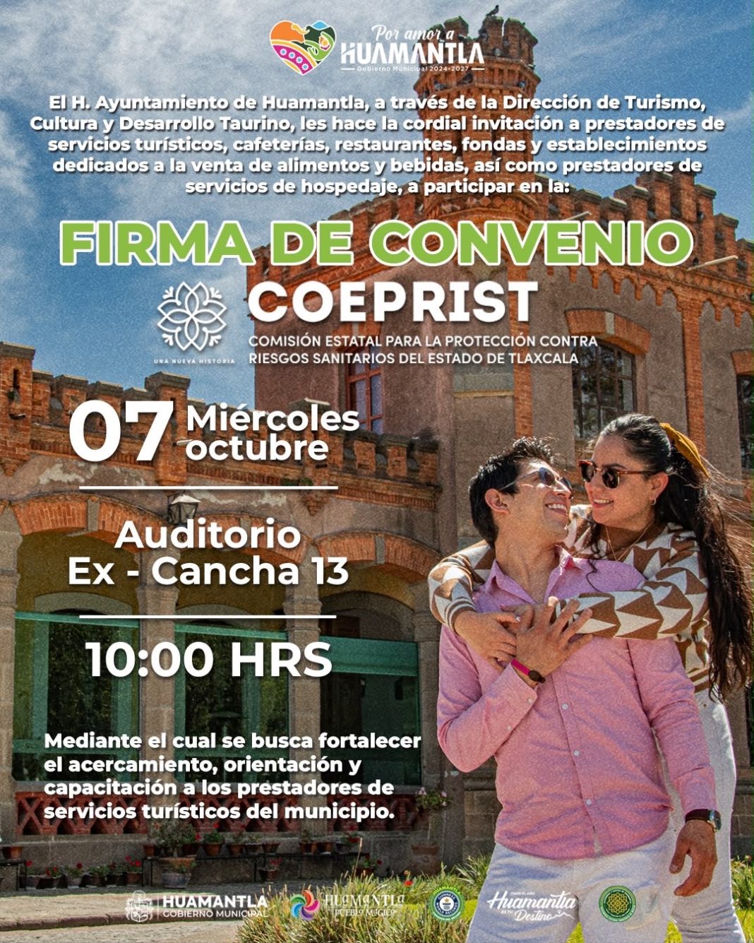 HUAMANTLA Y COEPRIST FORTALECERÁN LA ORIENTACIÓN Y CAPACITACIÓN PARA PRESTADORES DE SERVICIOS TURÍSTICOS