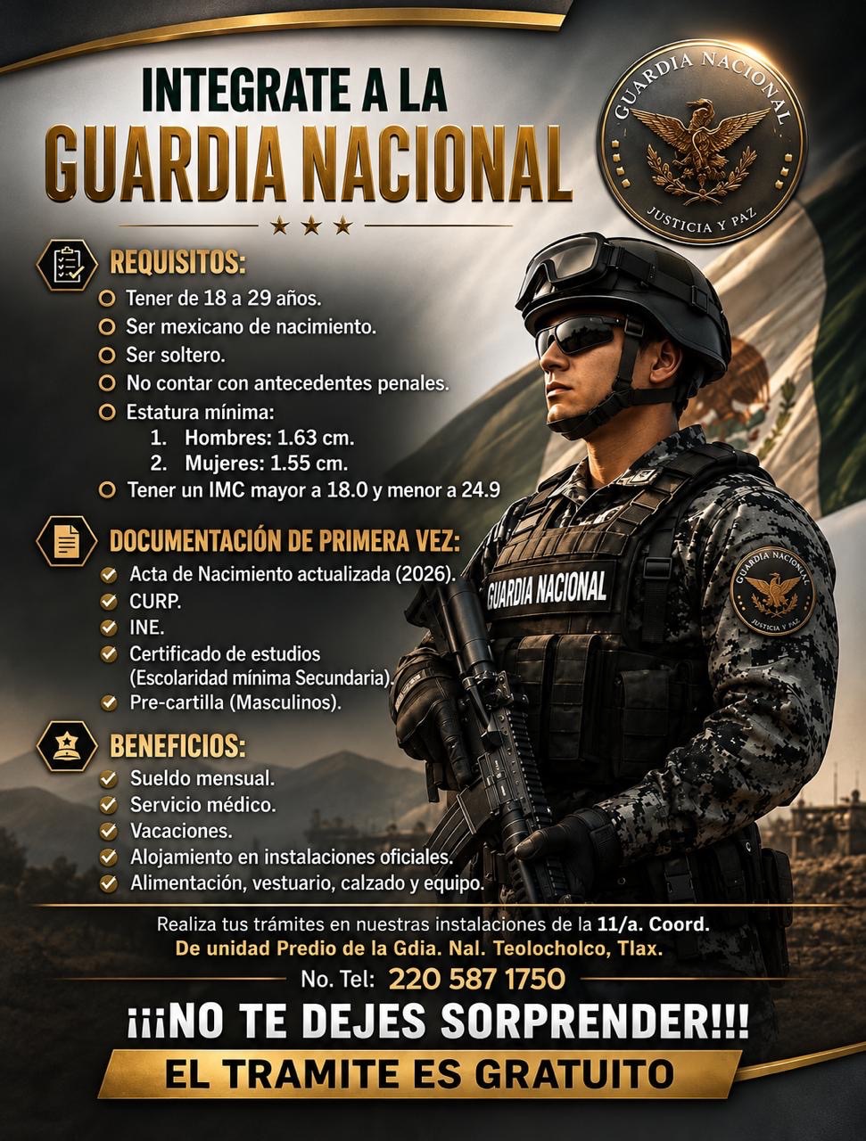 GOBIERNO MUNICIPAL DE HUAMANTLA DIFUNDE CONVOCATORIA DE RECLUTAMIENTO PARA INTEGRARSE A LA GUARDIA NACIONAL