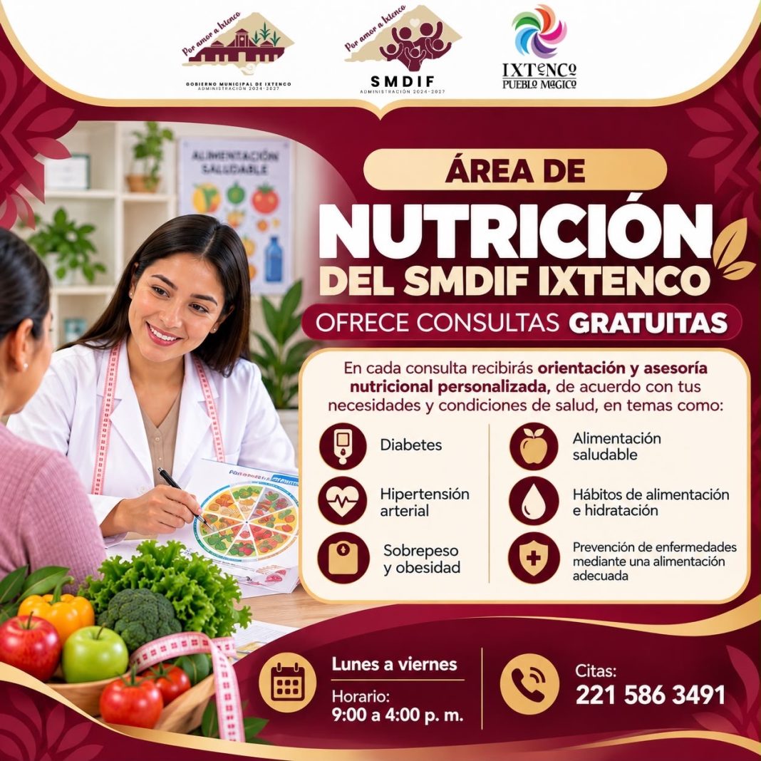 GOBIERNO DE IXTENCO OFRECE CONSULTAS NUTRICIONALES GRATUITAS A TRAVÉS DEL SMDIF